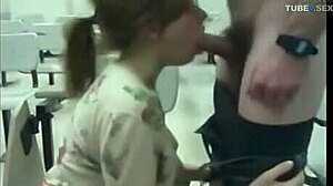 Amateur teen girlfriend gives her boyfriend a blowjob on webcam