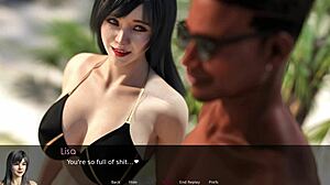 Lisas erotiske eventyr med Byron på stranden i 3D hentai